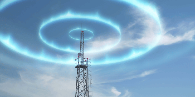 Radio tower emitting RF signals