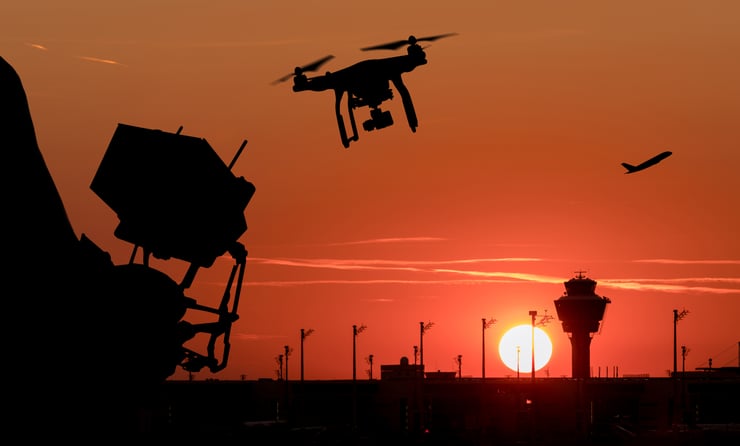 Drone flying near an airport