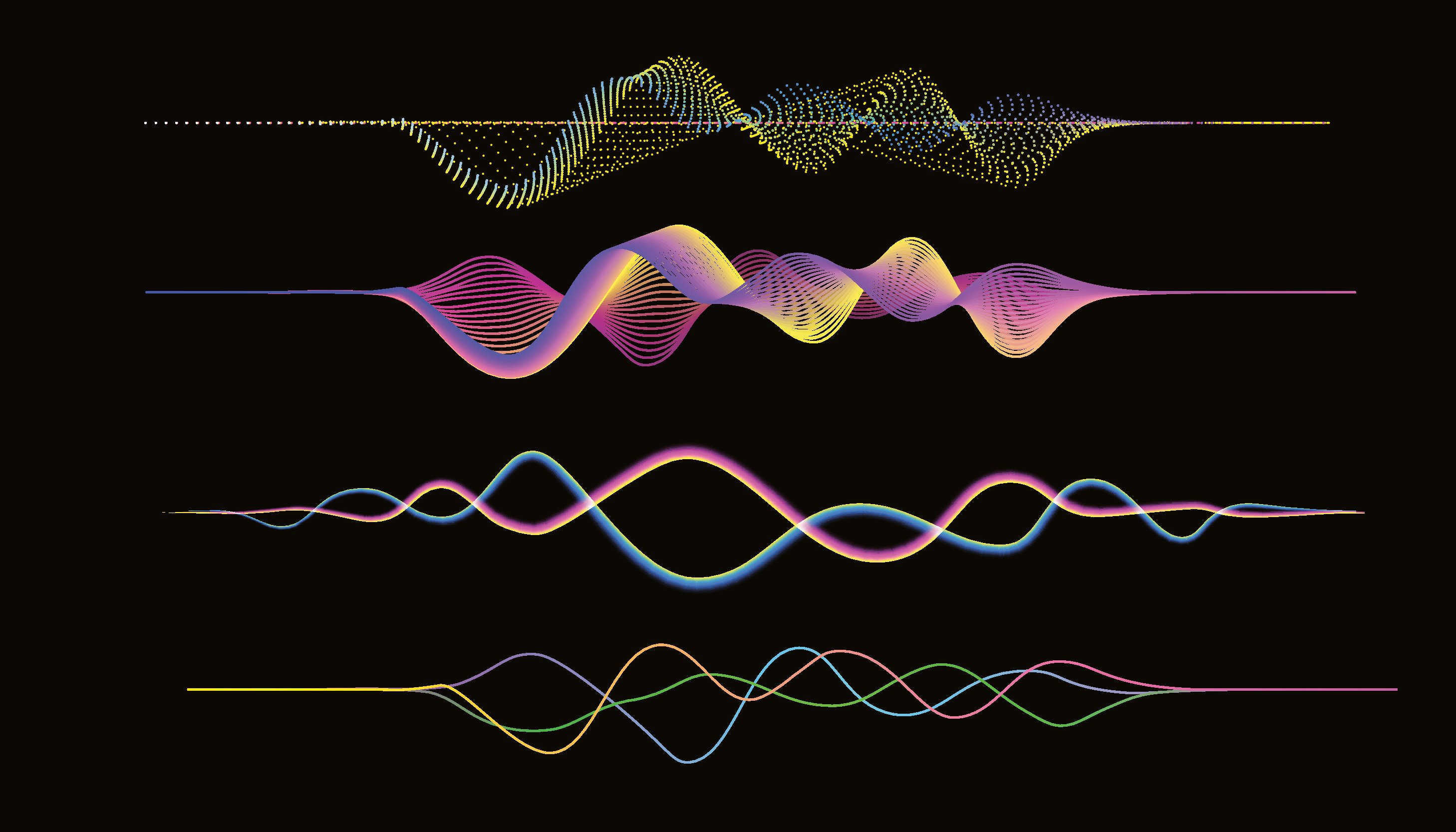 4 different types of radio waves demonstrating historic RF milestones