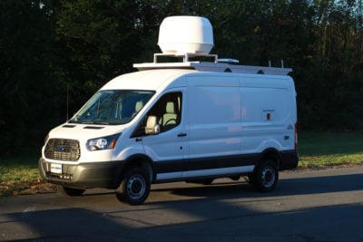 Array van using DF equipment on a mobile platform