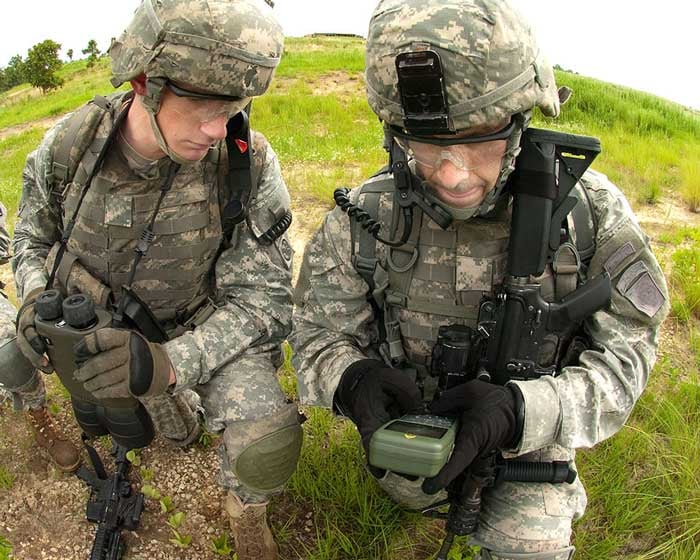 soldier using GPS
