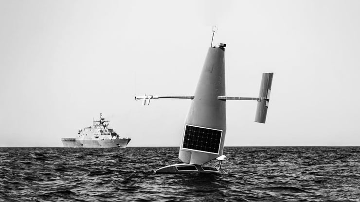 black and white image of unmanned surface vessel